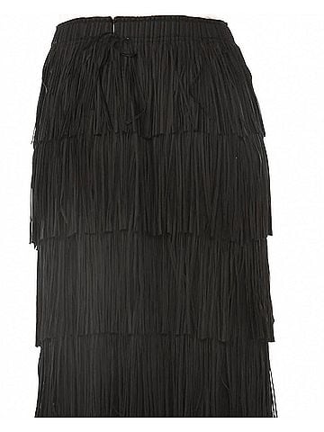 Joseph Ribkoff Black Fringe Midi Skirt (view 1)