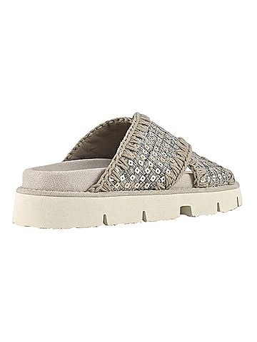 Mou Women's Criss-Cross Bio Denim And Sequins Sandals (view 2)