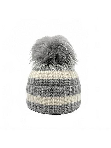 Linda Richards Women's Ribbed Knit Striped Hat (view 1)