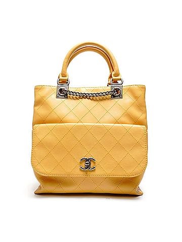 Chanel Chanel CHANEL Gunmetal 2-Way Handbag Yellow (view 1)
