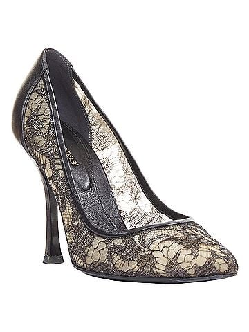 Sergio Rossi Sergio Rossi black leather floral lace spool heel pumps EU37.5 (view 2)