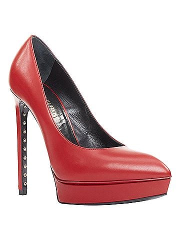 Saint Laurent Saint Laurent Janis Rouge Oriente red leather studded heel platform pumps EU37.5 (view 2)
