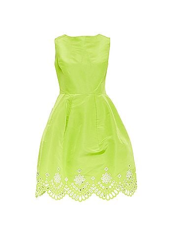 Oscar De La Renta OSCAR DE LA RENTA S15 light green silk organza scalloped eyelet dress US6 M (view 1)