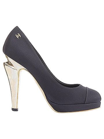 Chanel Chanel black satin heel platform (view 1)