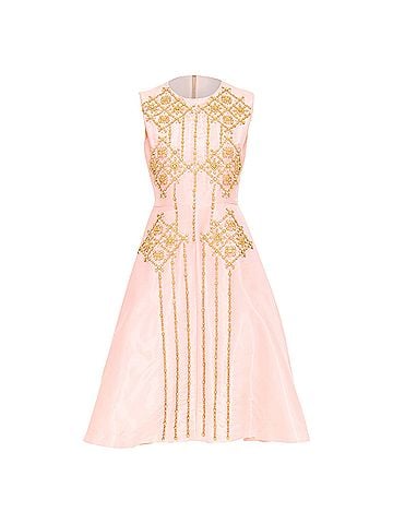 Roksanda ROKSANDA ILINCIC 2013 pink silk shantung yellow crystal embellished dress UK10 M (view 1)