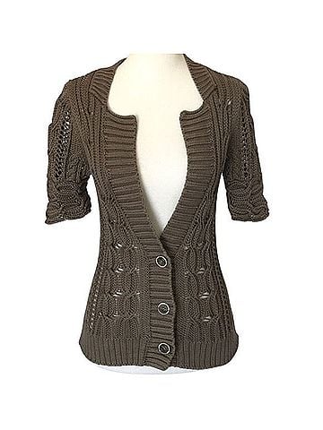 Banana Republic Half Sleeve Cable Knit Taupe Cardigan (view 1)