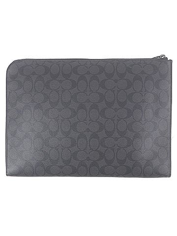 Coach COACH CU113 Ethan Portfolio Signature Canvas Leather Logo Silver Hardware Second Bag Clutch Black Men's (view 2)