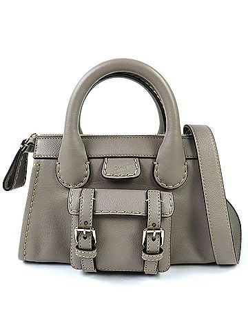 Chloé Chloé Chloe CHC21WS451F43053 EDITH MINI BAG Leather 2-Way Handbag/Shoulder Bag Cashmere Grey Comes with Dust Made in Italy Women's (view 1)