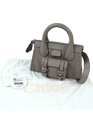 Chloé Chloé Chloe CHC21WS451F43053 EDITH MINI BAG Leather 2-Way Handbag/Shoulder Bag Cashmere Grey Comes with Dust Made in Italy Women's (view 2)