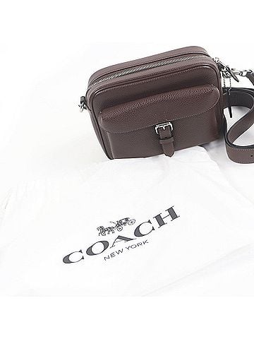 Coach COACH CW218 Warner Crossbody Bag, Refined Pebble Leather Shoulder Brown, with Dust Men's (view 2)
