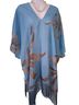 Bon Bon 100% Polyester Floral Blue Brown Swimsuit Cover Up One size - photo 1