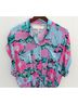 Jen's Pirate Booty 100% Viscose Floral Multi Color Pink Blue Romper Size L - photo 4