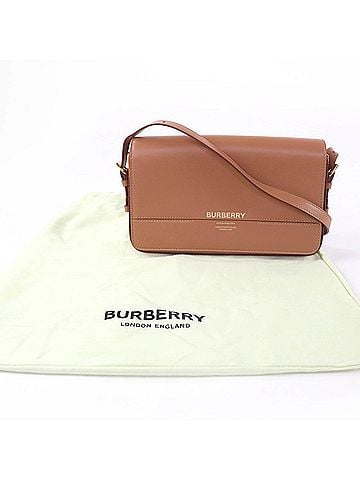 Burberry BURBERRY Grace logo leather shoulder bag, brown, with dust made in Italy, women's. (view 2)