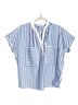 Harshman 100% Cotton Stripes Blue White Short Sleeve Button-Down Shirt Size M - photo 2