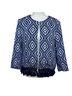 J. McLaughlin 100% Polyester 100% Cotton Aztec Or Tribal Print Blue White Jacket Size M - photo 1