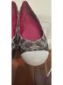 Coach 100% Leather Animal Print Color Block Graphic Ivory Burgundy Gold Flats Size 7 1/2 - photo 3