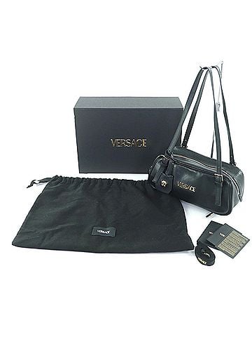 Versace VERSACE 1015792 Versace Tag Nappa Bowling Bag with Medusa Charm Leather Handbag Black Comes Box and Dust Made in Italy Women's (view 2)
