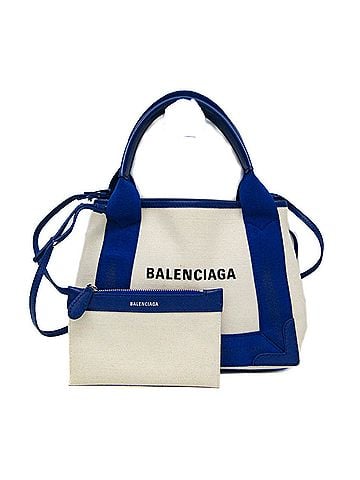 Balenciaga Balenciaga Navy Cabas XS 390346 Women's Canvas,Leather Handbag,Shoulder Bag Blue,Off-white (view 1)