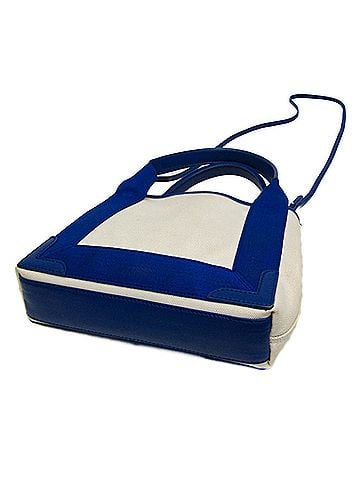 Balenciaga Balenciaga Navy Cabas XS 390346 Women's Canvas,Leather Handbag,Shoulder Bag Blue,Off-white (view 2)