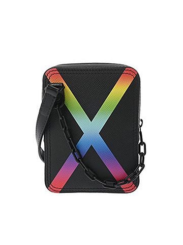 Louis Vuitton LOUIS VUITTON Taiga Rainbow Danube Messenger Noir M30332 Men's Leather Shoulder Bag AB Rank Used Ginzo (view 1)