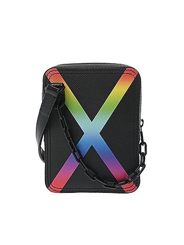 Louis Vuitton LOUIS VUITTON Taiga Rainbow Danube Messenger Noir M30332 Men's Leather Shoulder Bag AB Rank Used Ginzo (view 2)