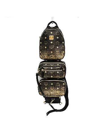MCM MCM Visetos Triple Body Bag MUL9ARN11DG001 Men's Coated Canvas,Leather Shoulder Bag,Sling Bag Gold,Black (view 1)