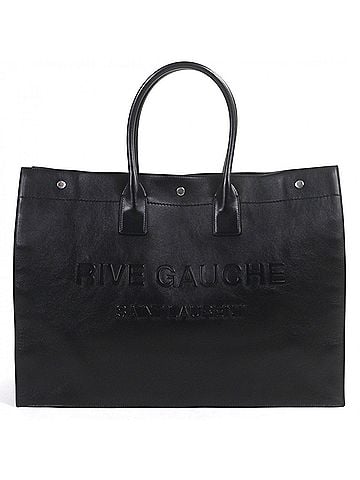 Saint Laurent SAINT LAURENT 587273 Leather Rive Gauche Tote Bag, Black, with Dust Made in Italy, Men's (view 1)