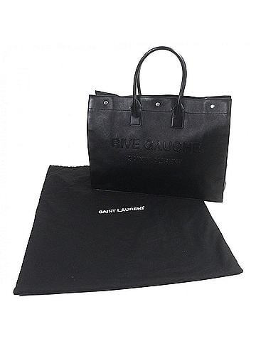 Saint Laurent SAINT LAURENT 587273 Leather Rive Gauche Tote Bag, Black, with Dust Made in Italy, Men's (view 2)