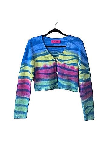 The Elder Statesman Frank Neon Rainbow 100% Cashmere Cardigan (view 1)