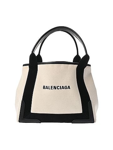 Balenciaga BALENCIAGA Navy Cabas S White Black 339933 Women's Canvas Leather Handbag AB Rank Used Ginzo (view 2)