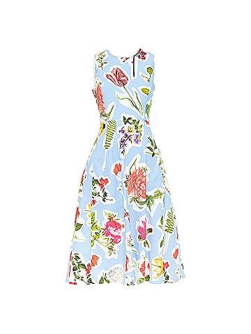 Carolina Herrera CAROLINA HERRERA light blue floral collage print sleeveless faille dress US4 S (view 1)