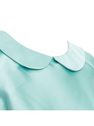 ROCHAS ROCHAS RCA421A mint green silk satin peter pan collar skater dress IT42 M (view 2)