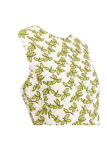 Giambattista Valli GIAMBATTISTA VALLI ivory green floral leaf embroidery anglais dress IT44 M (view 2)