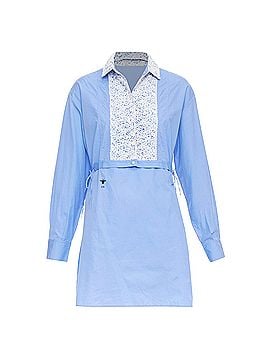 blue white and pink dress Palmer Floral Poplin Tiered Maxi Dress main image 0