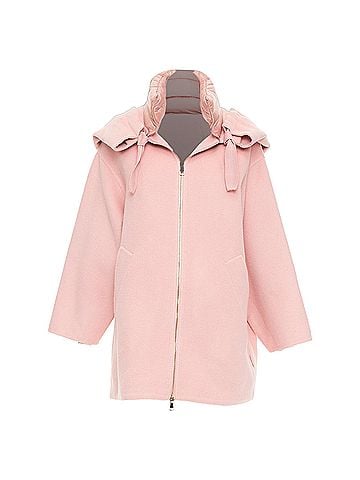 Moncler MONCLER pink double face virgin wool cashmere goose down hooded jacket Sz0 XS (view 1)