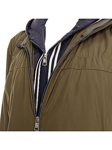 Moncler MONCLER Albert Giubbotto khaki green blue nylon layered hooded windbreaker Sz3 L (view 2)