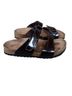 Birkenstock 100% Leather Brown Black Sandals Size 7 - photo 1