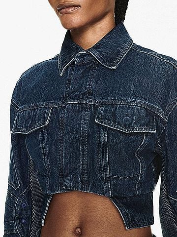 OFF-WHITE Women's Cropped Denim Jacket (view 2)