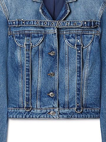 OFF-WHITE Women's Crop Denim Jacket With Belt (view 2)