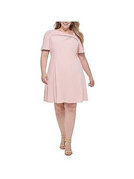 slim fit dress slacks Dkny Women's Fit & Flare Midi Shirt Dress in Cappuccino main image 1