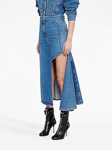 Alexander McQueen Women's Denim Midi Skirt (view 2)