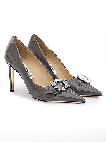 Jimmy Choo Storm Grey Patent Leather Chery 85 Women's Pumps (view 2)