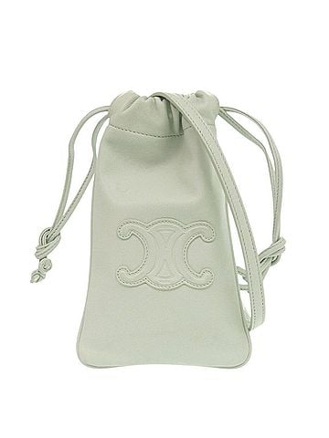 Céline Excellent condition Celine Triomphe drawstring phone pouch, leather, light green shoulder bag, green, 1701CELINE (view 1)