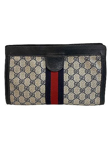 Gucci GUCCI Gucci Second Bag Cosmetic Pouch GG Supreme Sherry Line Clutch Navy (view 1)