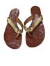 Tory Burch 100% Leather Gold Brown Flip Flops Size 9 - photo 1
