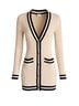CAbi 100% Cotton 1% Spandex Ivory Black Cardigan Size S - photo 1