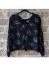 Anama 100% Rayon Floral Black Long Sleeve Blouse Size XS - photo 5