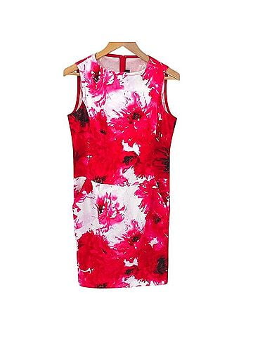 St. John Sheath Floral Chrysanthemum Dress Cocktail Dress (view 2)