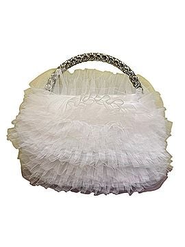 Badgley Mischka Jazzie Chiffon Ruffle Pouch Clutch Bag Clutch (view 2)