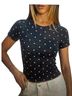 Lingswallow Polka Dots Blue White Short Sleeve Blouse Size S - photo 2